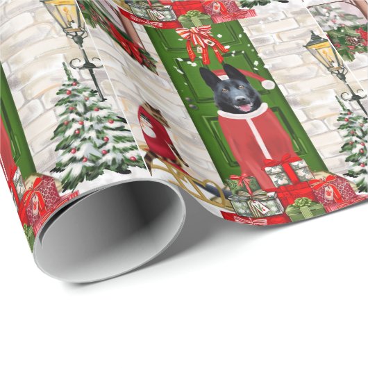 Black German Shepherd Dog Kerstmis Cadeaupapier (Rol Hoek)