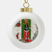 Black German Shepherd Dog Kerstmis Keramische Bal Ornament (Voorkant)