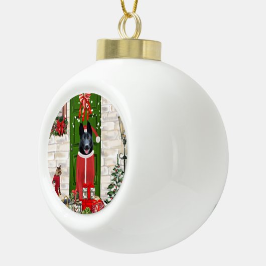 Black German Shepherd Dog Kerstmis Keramische Bal Ornament (Rechts)