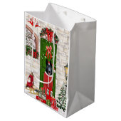 Black German Shepherd Dog Kerstmis Medium Cadeauzakje (Voorkant Gekanteld)