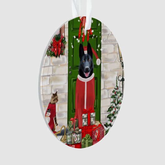 Black German Shepherd Dog Kerstmis Ornament (voorkant)