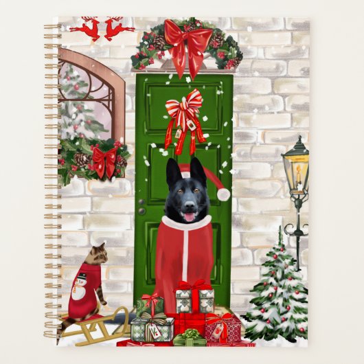 Black German Shepherd Dog Kerstmis Planner (Voorkant)