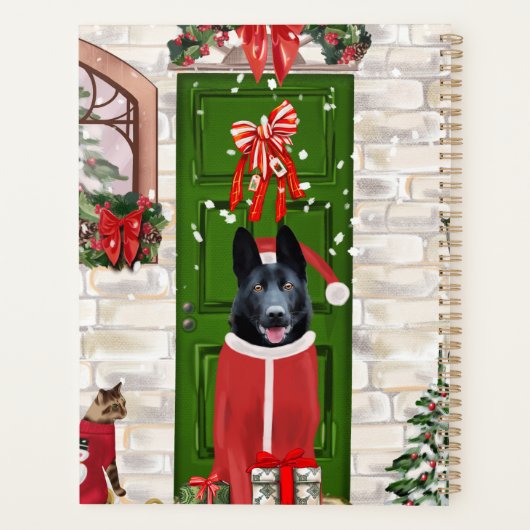 Black German Shepherd Dog Kerstmis Planner (Achterkant)