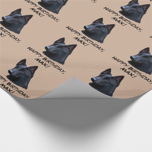 Black German Shepherd Dog Name Cadeaupapier (Hoek)