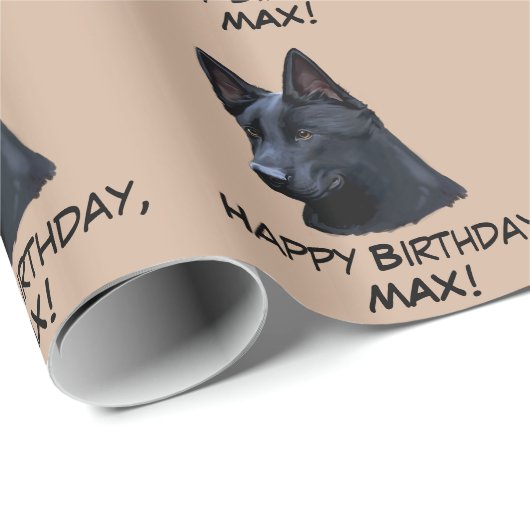 Black German Shepherd Dog Name  Cadeaupapier (Rol Hoek)