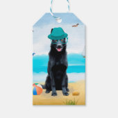 Black German Shepherd Dog on Beach Cadeaulabel (Voorkant)
