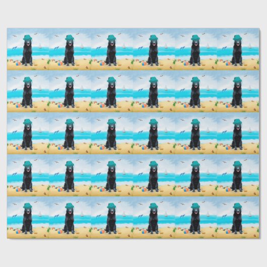 Black German Shepherd Dog on Beach Cadeaupapier (Vlak)