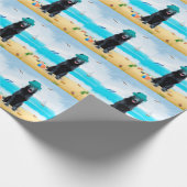 Black German Shepherd Dog on Beach Cadeaupapier (Hoek)