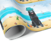 Black German Shepherd Dog on Beach Cadeaupapier (Rol Hoek)