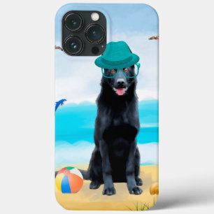 Black German Shepherd Dog on Beach Case-Mate iPhone Case