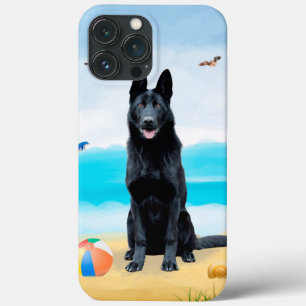 Black German Shepherd Dog on Beach Case-Mate iPhone Case