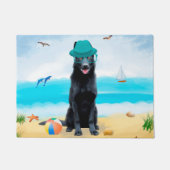 Black German Shepherd Dog on Beach Deurmat (Voorkant)