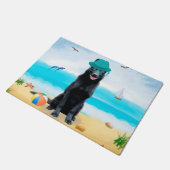 Black German Shepherd Dog on Beach Deurmat (Schuin)