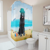 Black German Shepherd Dog on Beach Douchegordijn (In situ)