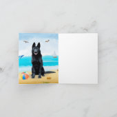 Black German Shepherd Dog on Beach Kaart (Binnen)