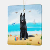 Black German Shepherd Dog on Beach Keramisch Ornament (Links)