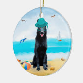 Black German Shepherd Dog on Beach Keramisch Ornament (Links)