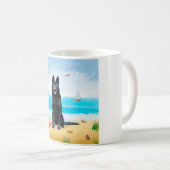 Black German Shepherd Dog on Beach Koffiemok (Voorkant rechts)