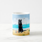 Black German Shepherd Dog on Beach Koffiemok (Center)