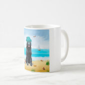 Black German Shepherd Dog on Beach Koffiemok (Voorkant rechts)