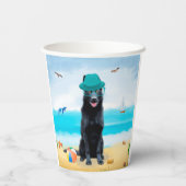 Black German Shepherd Dog on Beach Papieren Bekers (Achterkant)
