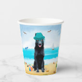 Black German Shepherd Dog on Beach Papieren Bekers (Voorkant)