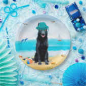 Black German Shepherd Dog on Beach Papieren Bordje (Feest)