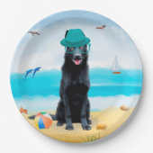 Black German Shepherd Dog on Beach Papieren Bordje (Voorkant)