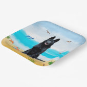 Black German Shepherd Dog on Beach Papieren Bordje (Gebogen)