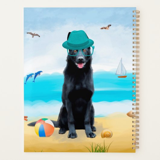Black German Shepherd Dog on Beach Planner (Achterkant)