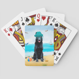 Black German Shepherd Dog on Beach Pokerkaarten