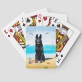 Black German Shepherd Dog on Beach Pokerkaarten (Achterkant)