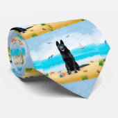 Black German Shepherd Dog on Beach Stropdas (Opgerold)