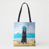 Black German Shepherd Dog on Beach Tote Bag (Voorkant)
