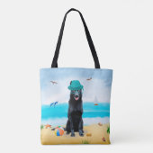 Black German Shepherd Dog on Beach Tote Bag (Achterkant)