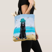 Black German Shepherd Dog on Beach Tote Bag (Dichtbij)