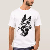 Black German Shepherd Dog Portrait Tee T-shirt (Voorkant)