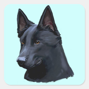 Black German Shepherd Dog Vierkante Sticker