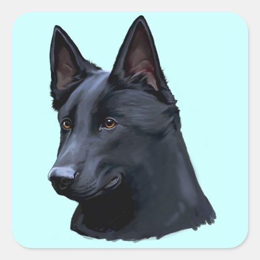 Black German Shepherd Dog Vierkante Sticker (Voorkant)