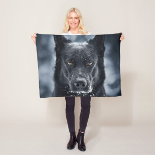 Black German Shepherd Fleece Deken