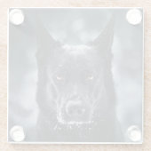 Black German Shepherd Glazen Onderzetter (Achterkant)