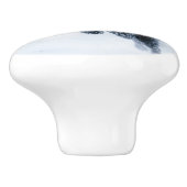 Black German Shepherd in snow Duvet Cover Keramische Knop (Zijkant)