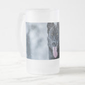 Black German Shepherd in snow Duvet Cover Matglas Bierpul (Voorkant links)