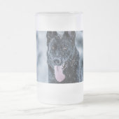 Black German Shepherd in snow Duvet Cover Matglas Bierpul (Center)