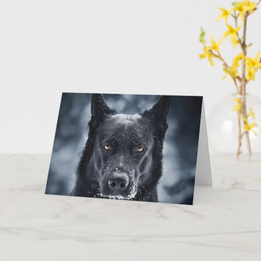 Black German Shepherd Kaart (Gele Bloem)