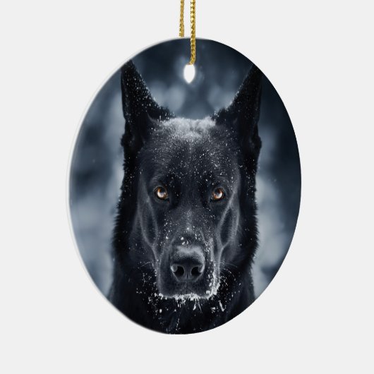 Black German Shepherd Keramisch Ornament (Rechts)
