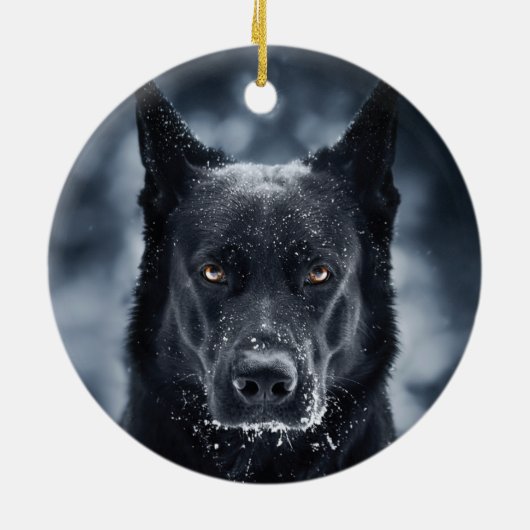 Black German Shepherd Keramisch Ornament (Achterkant)