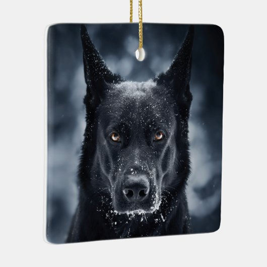 Black German Shepherd Keramisch Ornament (Rechts)