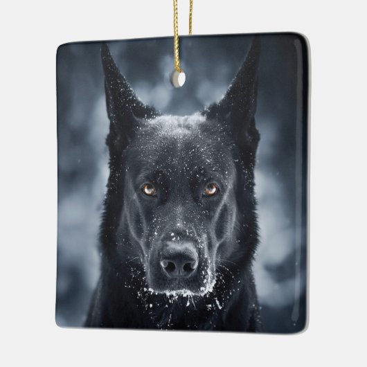 Black German Shepherd Keramisch Ornament (Links)