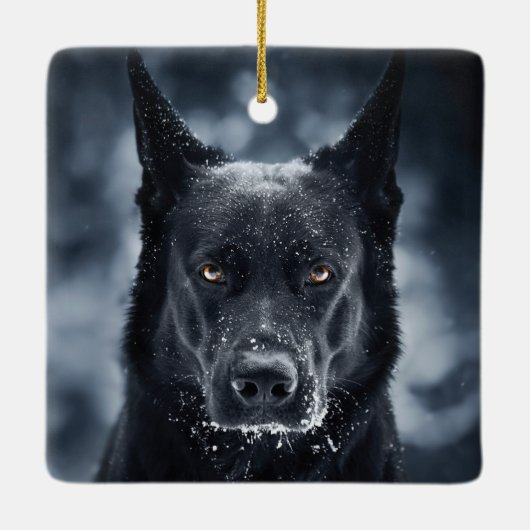 Black German Shepherd Keramisch Ornament (Achterkant)